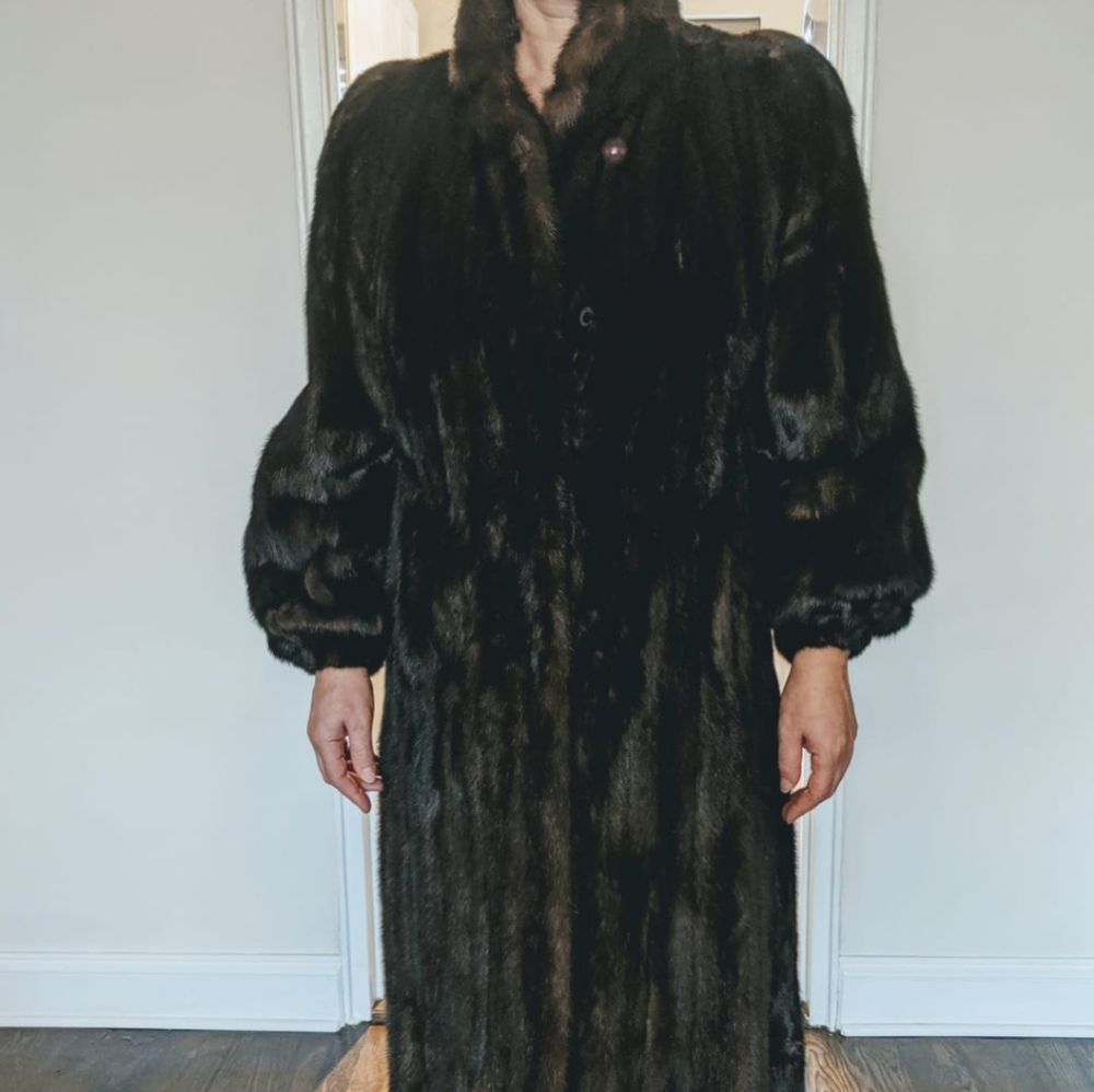 Brown mink fur coat